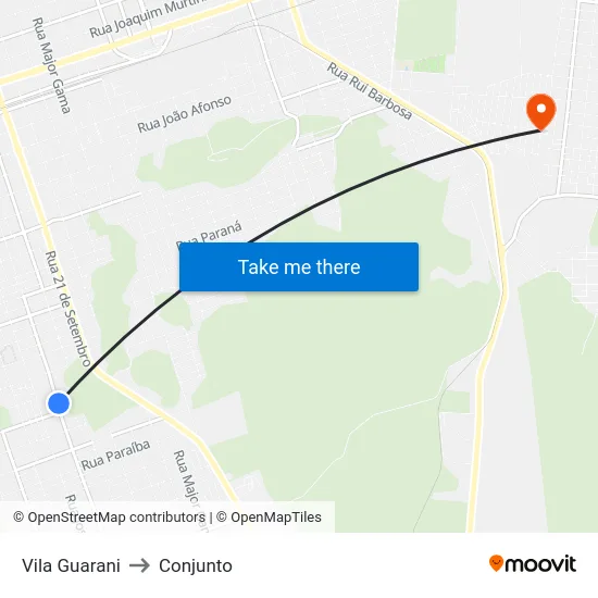 Vila Guarani to Conjunto map