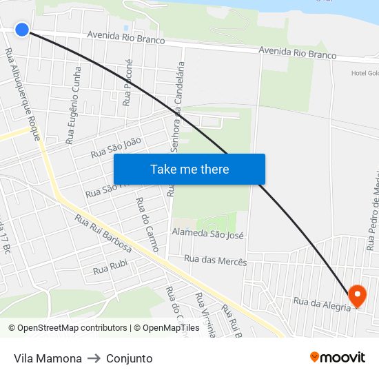 Vila Mamona to Conjunto map