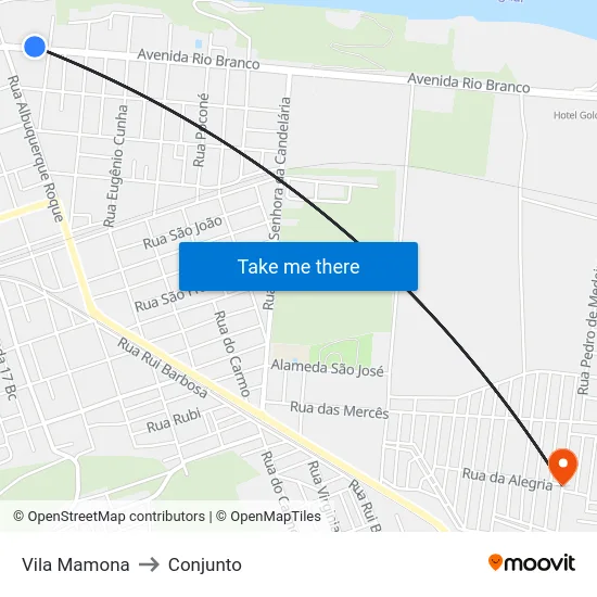 Vila Mamona to Conjunto map