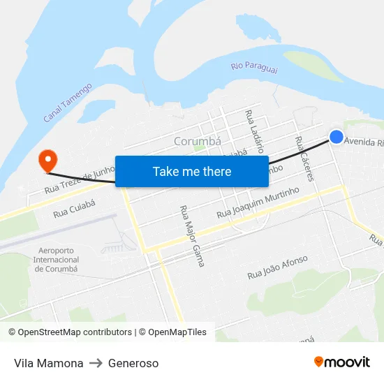 Vila Mamona to Generoso map