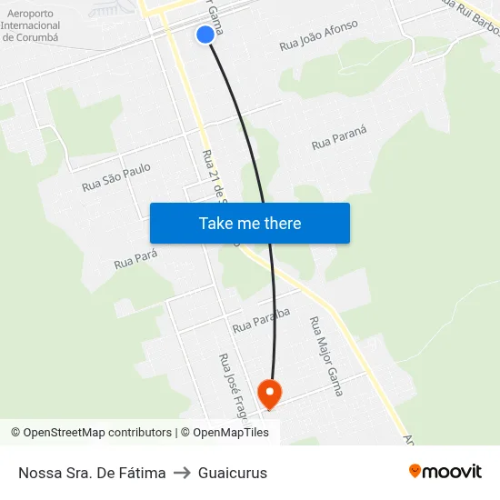 Nossa Sra. De Fátima to Guaicurus map