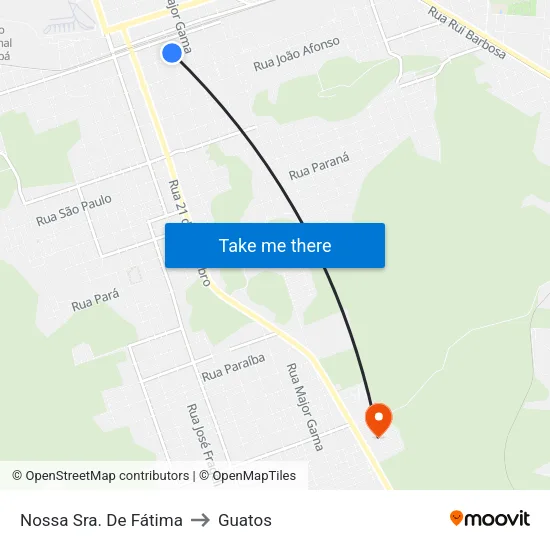 Nossa Sra. De Fátima to Guatos map
