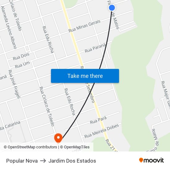 Popular Nova to Jardim Dos Estados map