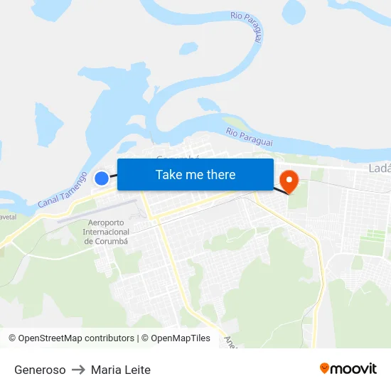 Generoso to Maria Leite map