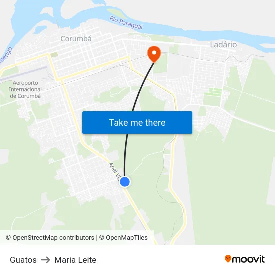 Guatos to Maria Leite map