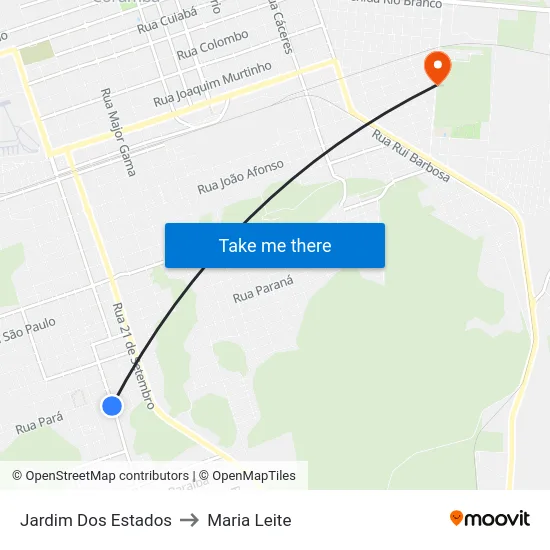 Jardim Dos Estados to Maria Leite map