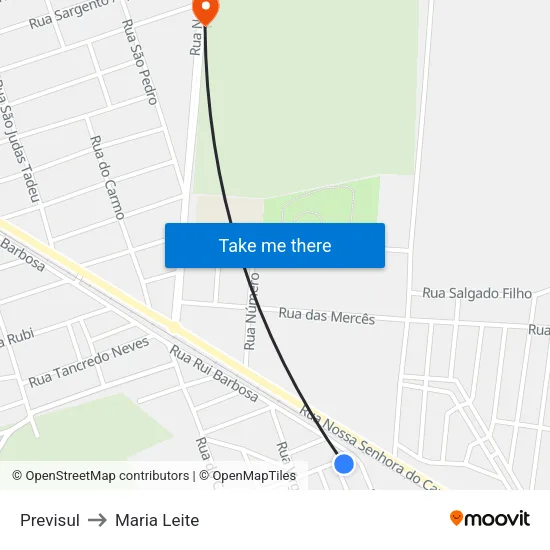 Previsul to Maria Leite map