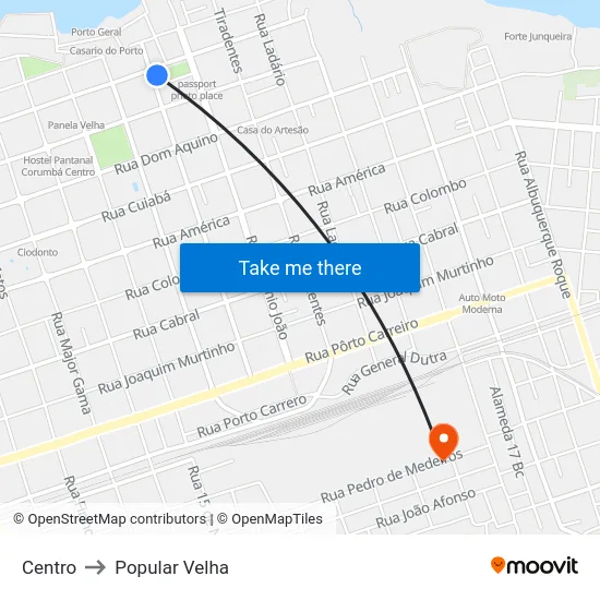 Centro to Popular Velha map