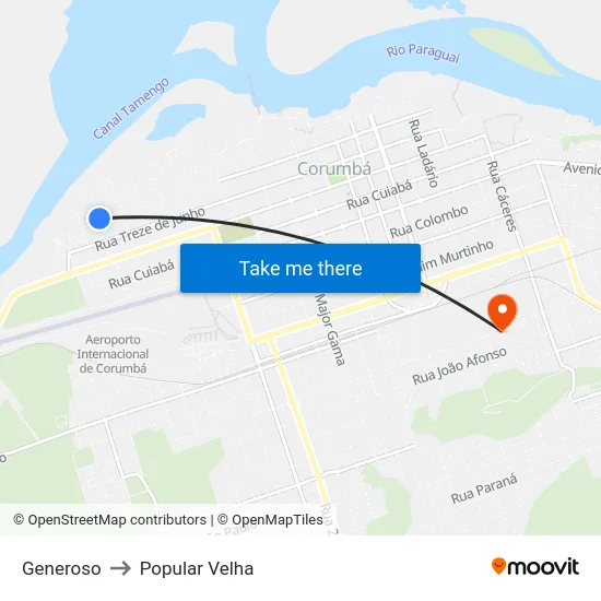 Generoso to Popular Velha map