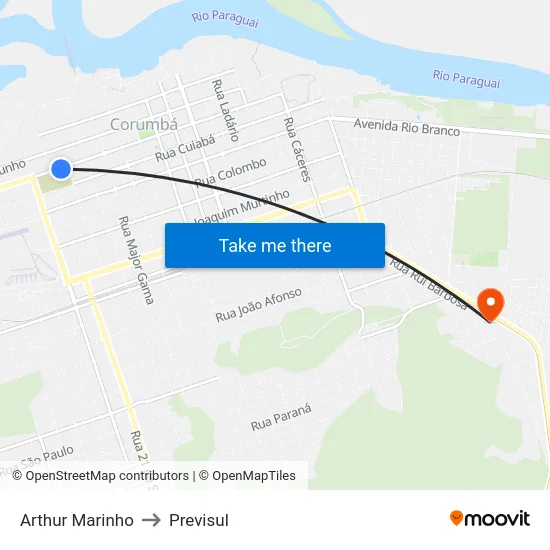 Arthur Marinho to Previsul map