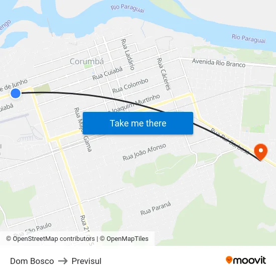 Dom Bosco to Previsul map