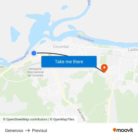 Generoso to Previsul map