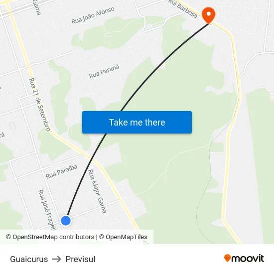 Guaicurus to Previsul map