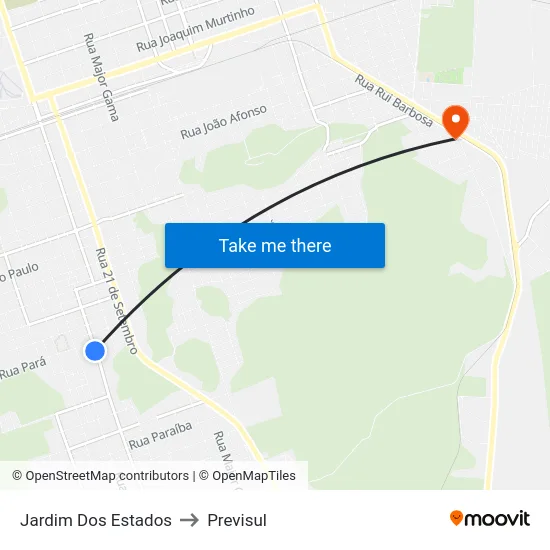 Jardim Dos Estados to Previsul map