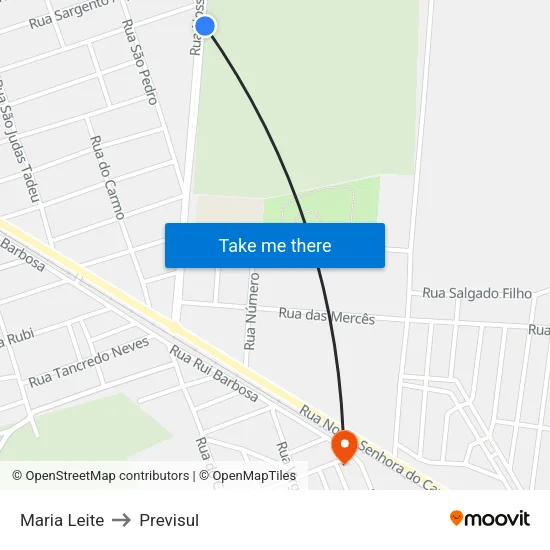 Maria Leite to Previsul map