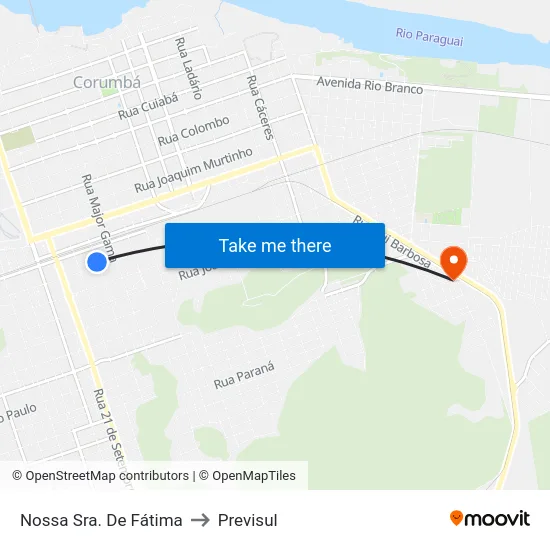 Nossa Sra. De Fátima to Previsul map