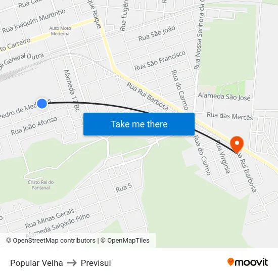 Popular Velha to Previsul map