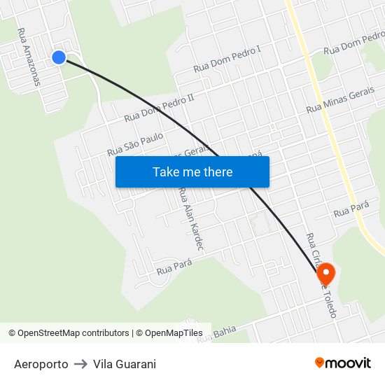 Aeroporto to Vila Guarani map