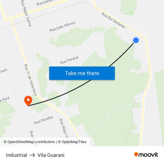 Industrial to Vila Guarani map