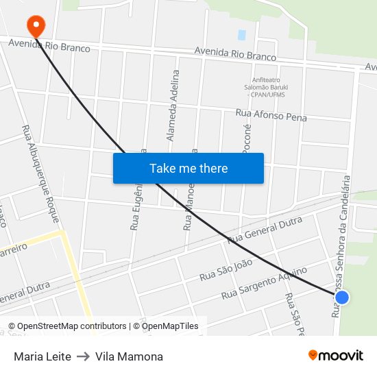 Maria Leite to Vila Mamona map