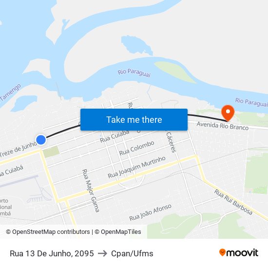 Rua 13 De Junho, 2095 to Cpan/Ufms map