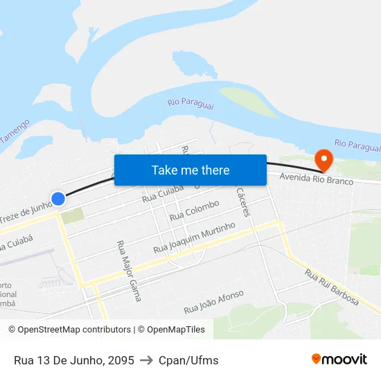 Rua 13 De Junho, 2095 to Cpan/Ufms map