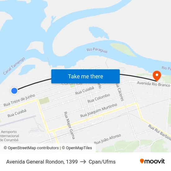 Avenida General Rondon, 1399 to Cpan/Ufms map
