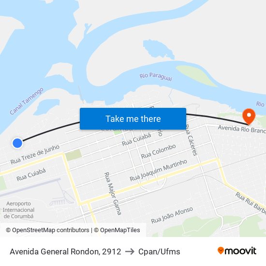 Avenida General Rondon, 2912 to Cpan/Ufms map