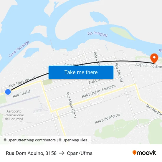 Rua Dom Aquino, 3158 to Cpan/Ufms map