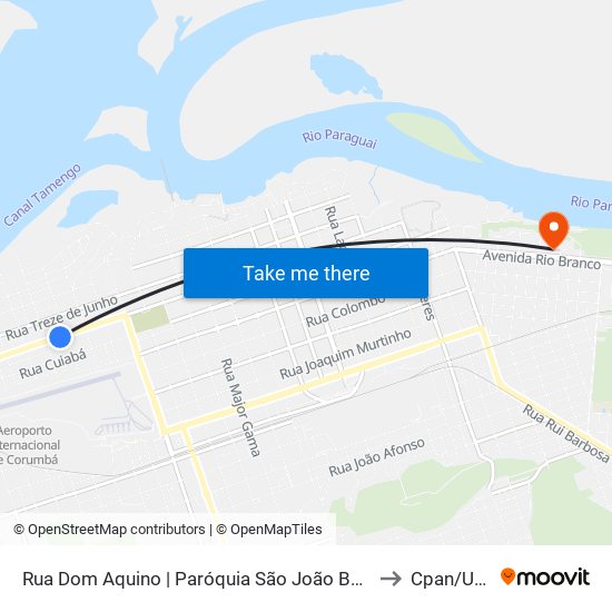 Rua Dom Aquino | Paróquia São João Bosco (Ida) to Cpan/Ufms map