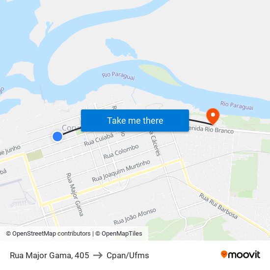 Rua Major Gama, 405 to Cpan/Ufms map