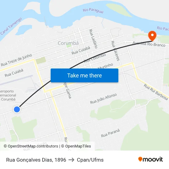 Rua Gonçalves Dias, 1896 to Cpan/Ufms map