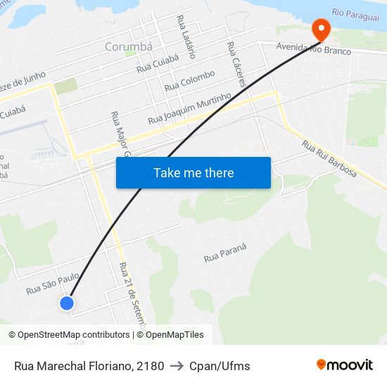 Rua Marechal Floriano, 2180 to Cpan/Ufms map