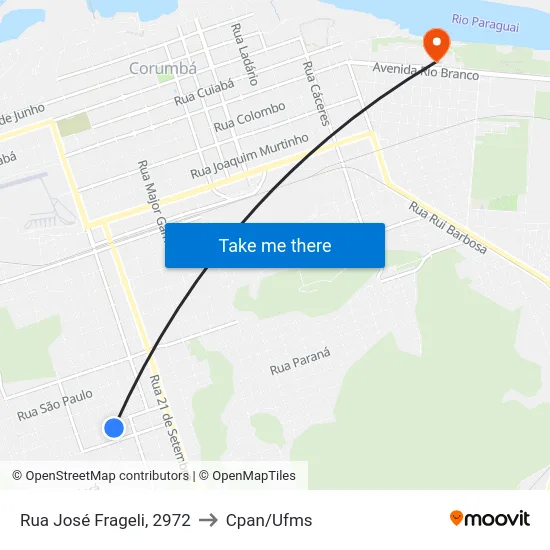 Rua José Frageli, 2972 to Cpan/Ufms map
