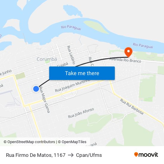 Rua Firmo De Matos, 1167 to Cpan/Ufms map