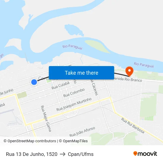 Rua 13 De Junho, 1520 to Cpan/Ufms map