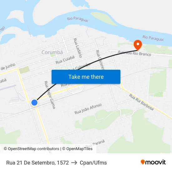Rua 21 De Setembro, 1572 to Cpan/Ufms map
