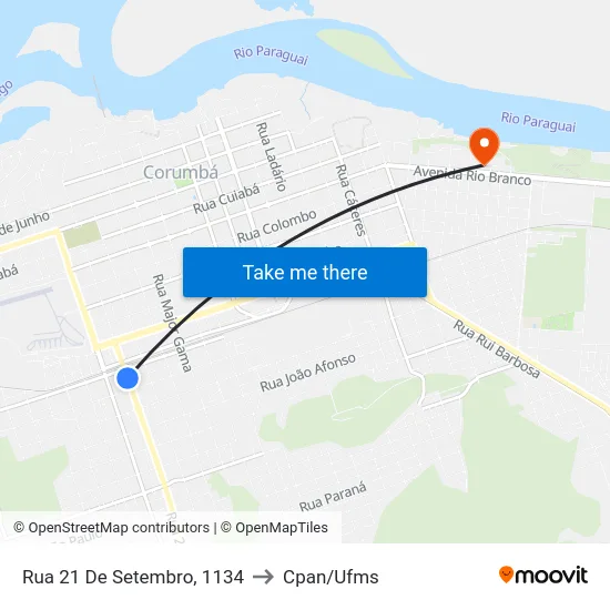 Rua 21 De Setembro, 1134 to Cpan/Ufms map