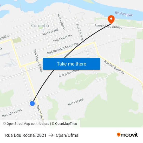 Rua Edu Rocha, 2821 to Cpan/Ufms map