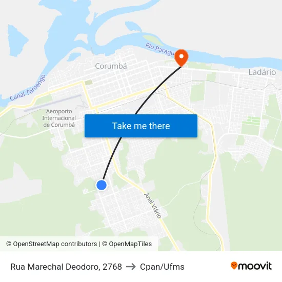 Rua Marechal Deodoro, 2768 to Cpan/Ufms map