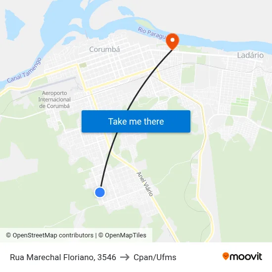 Rua Marechal Floriano, 3546 to Cpan/Ufms map