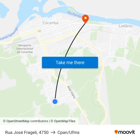 Rua José Frageli, 4750 to Cpan/Ufms map
