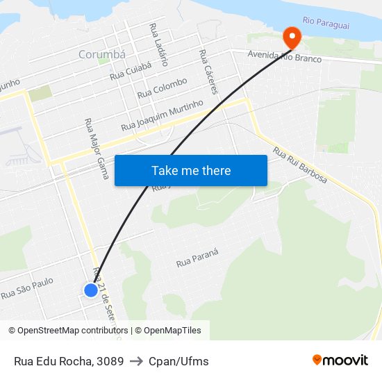 Rua Edu Rocha, 3089 to Cpan/Ufms map