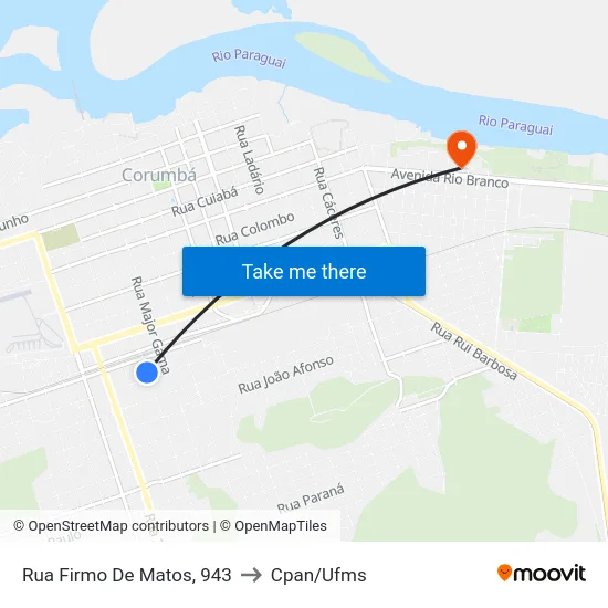 Rua Firmo De Matos, 943 to Cpan/Ufms map