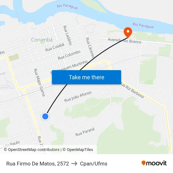 Rua Firmo De Matos, 2572 to Cpan/Ufms map