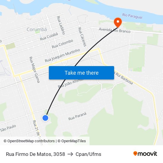 Rua Firmo De Matos, 3058 to Cpan/Ufms map