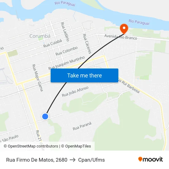 Rua Firmo De Matos, 2680 to Cpan/Ufms map