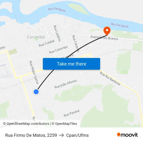 Rua Firmo De Matos, 2259 to Cpan/Ufms map