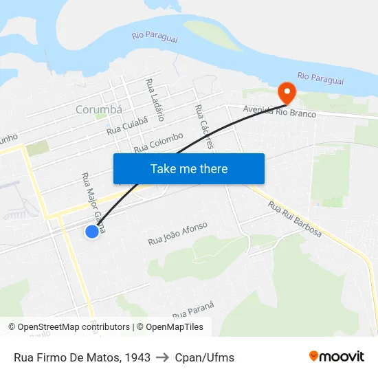 Rua Firmo De Matos, 1943 to Cpan/Ufms map