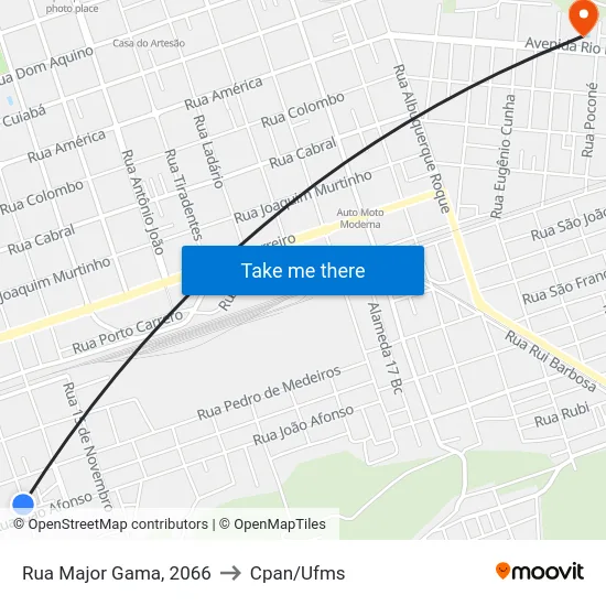 Rua Major Gama, 2066 to Cpan/Ufms map